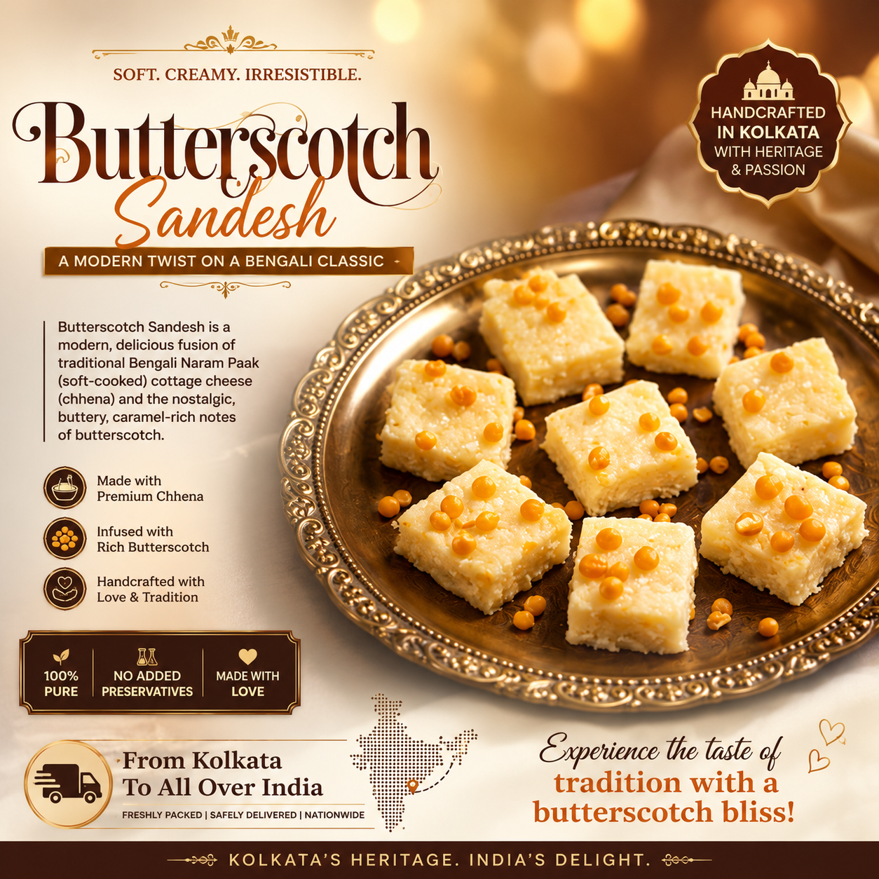 Butter Scotch Sandesh - The Golden Fusion of Kolkata’s Artisanal Craft