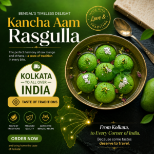 Kanchha Aam Rasgulla -The Tangy, Zesty Revolution of Kolkata’s Confectionery