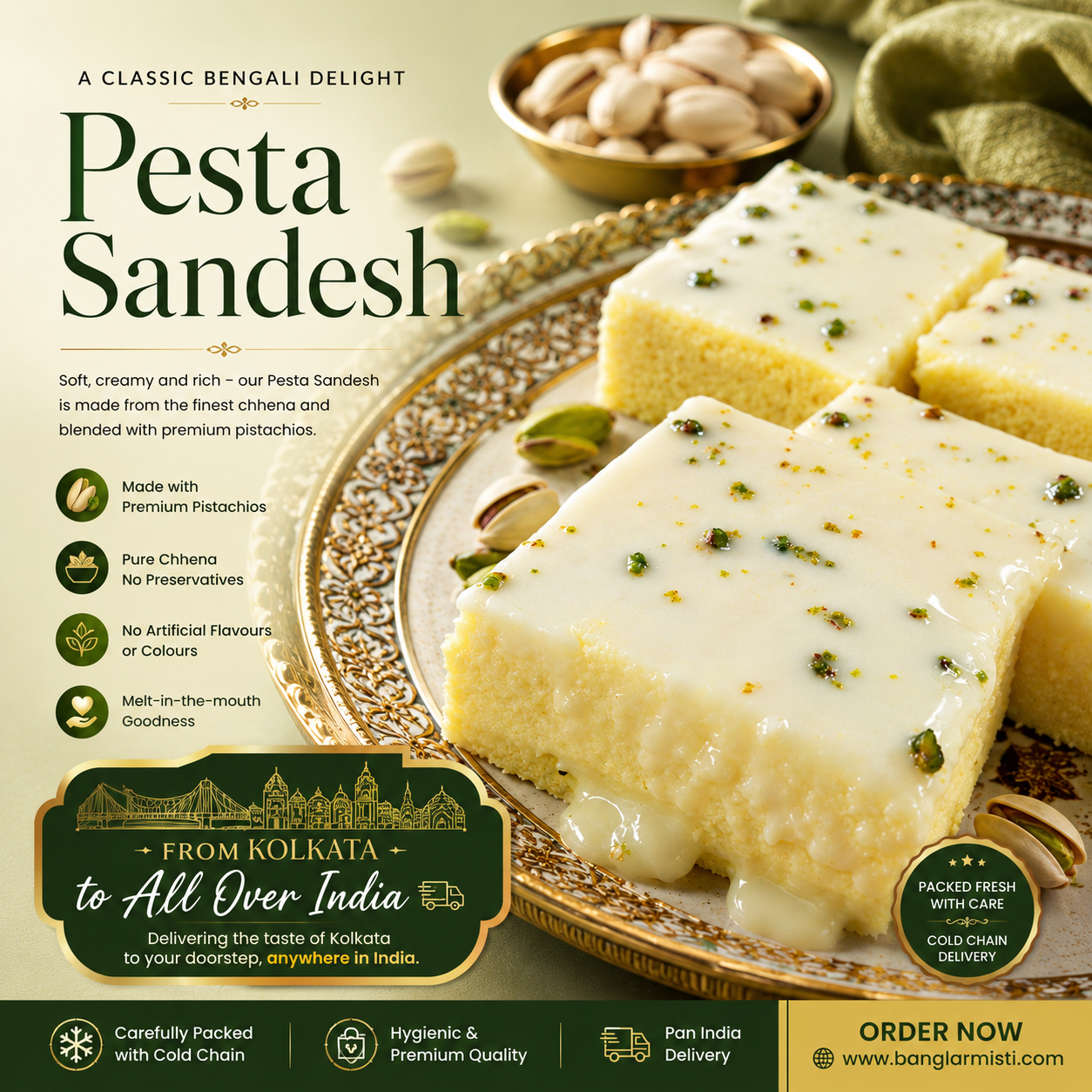 Pesta Sandesh - The Emerald Jewel of Kolkata’s Confectionery Art