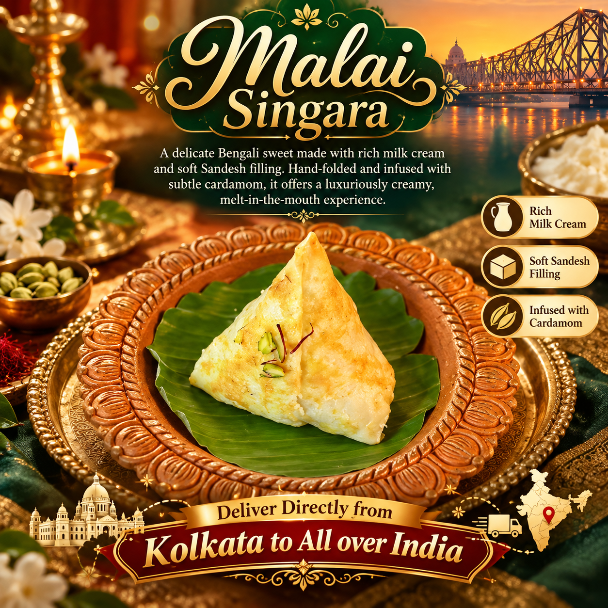 Malai Singara Sandesh - Kolkata’s Creamy "Samosa" Masterpiece